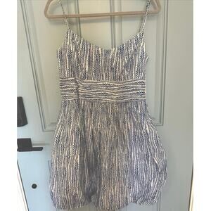 NEW London Times Ruffled Balloon Bubble Dress Blue Adj Spaghetti Straps Lined 12